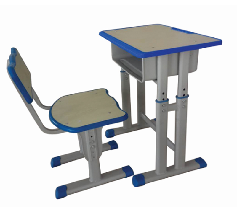 塑封边双柱升降课桌椅