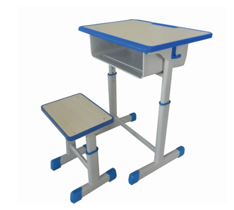 塑封边单柱升降课桌凳